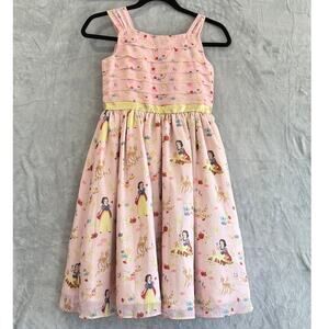 Disney Store Snow White Princess Dress Girls 7/8 Pink Party Twirl Dress Floral